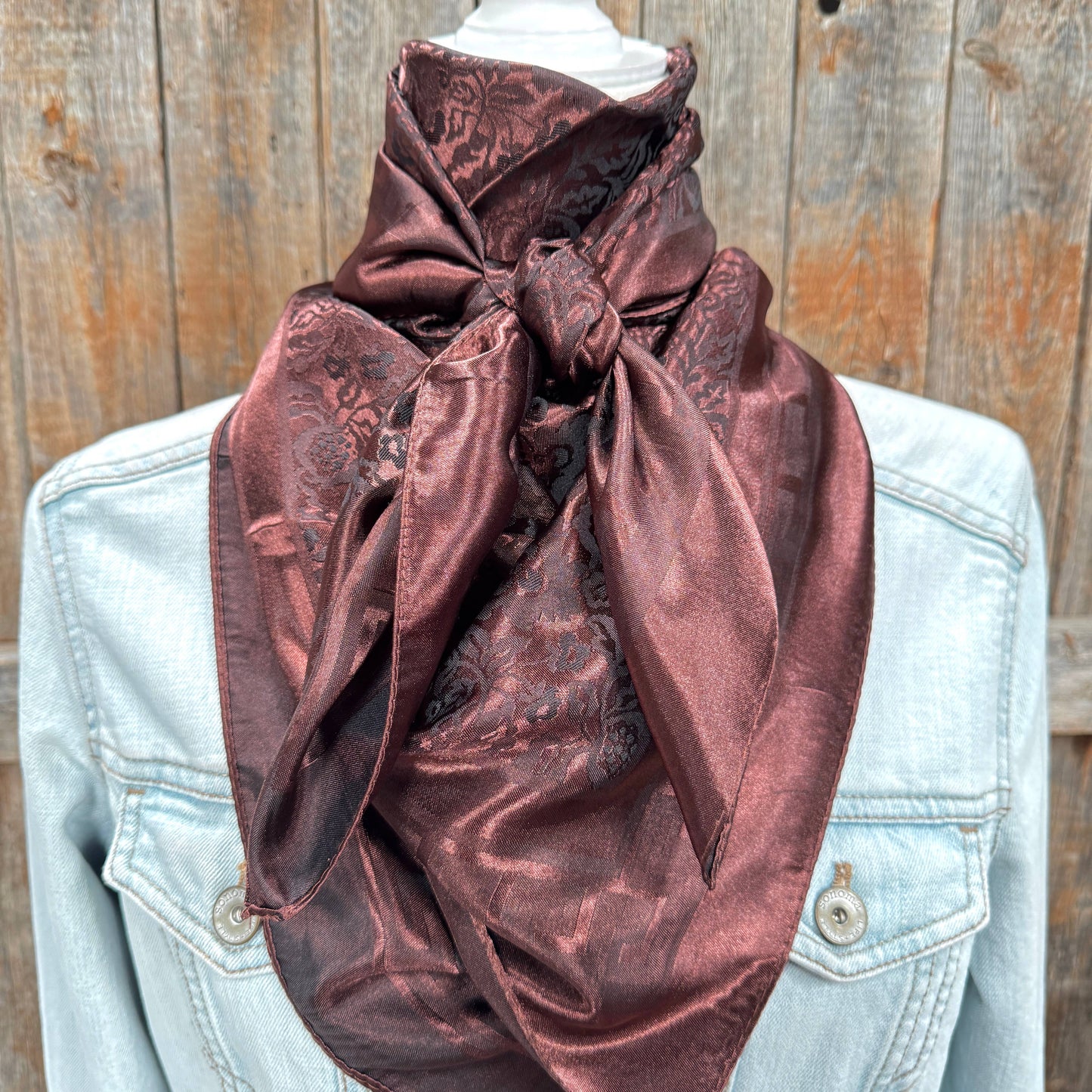 35X35" Dark Brown Jacquard Wild Rag / Scarf WR4086