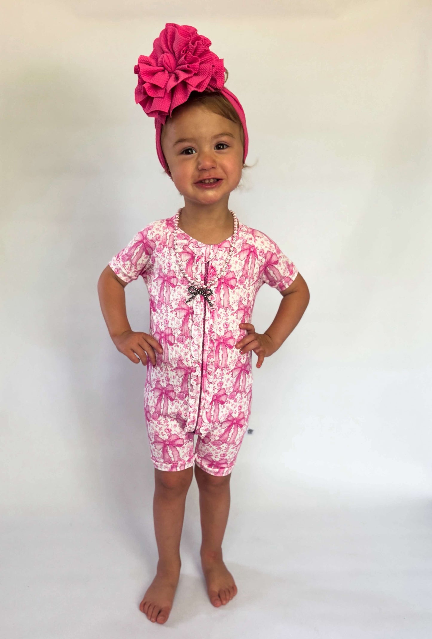 Blooming Bows Ruffled Bamboo Shortie Romper