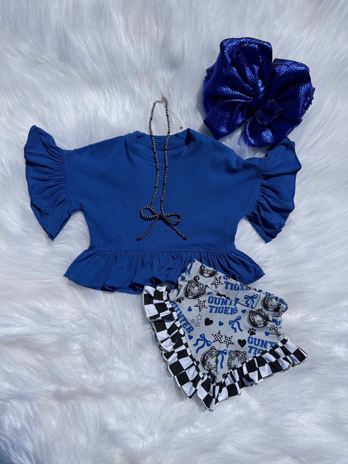 Cobalt Blue Ruffled Top