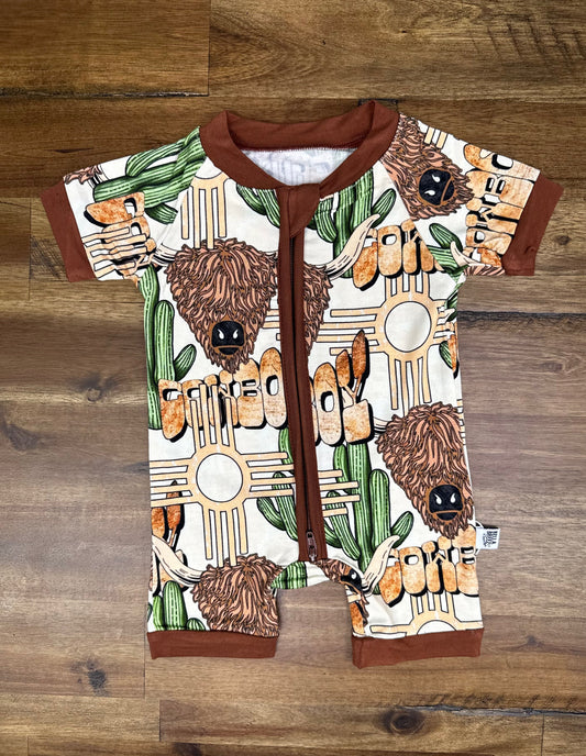 Cowboy Bamboo Shortie Romper (FINAL SALE)