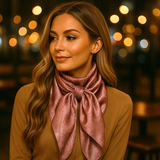 35X35" Pink Jacquard Wild Rag/Scarf WR4049