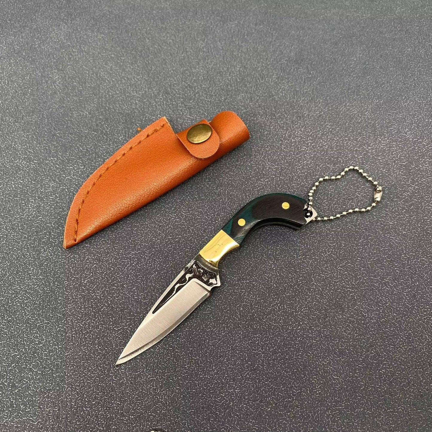 Wooden Handle Portable Mini S.Steel Knife With Protective Sleeve