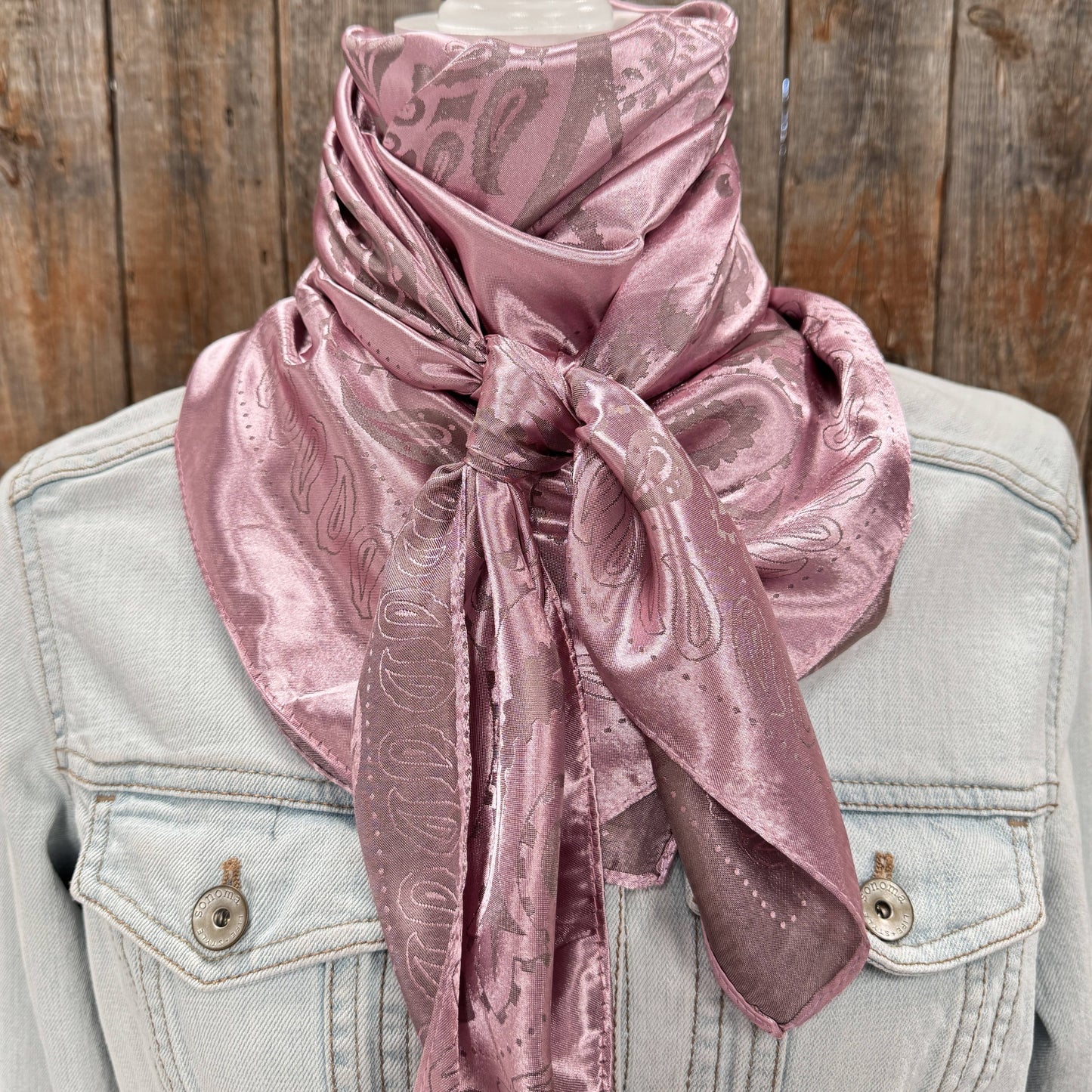 35X35" Pink Jacquard Wild Rag/Scarf WR4049