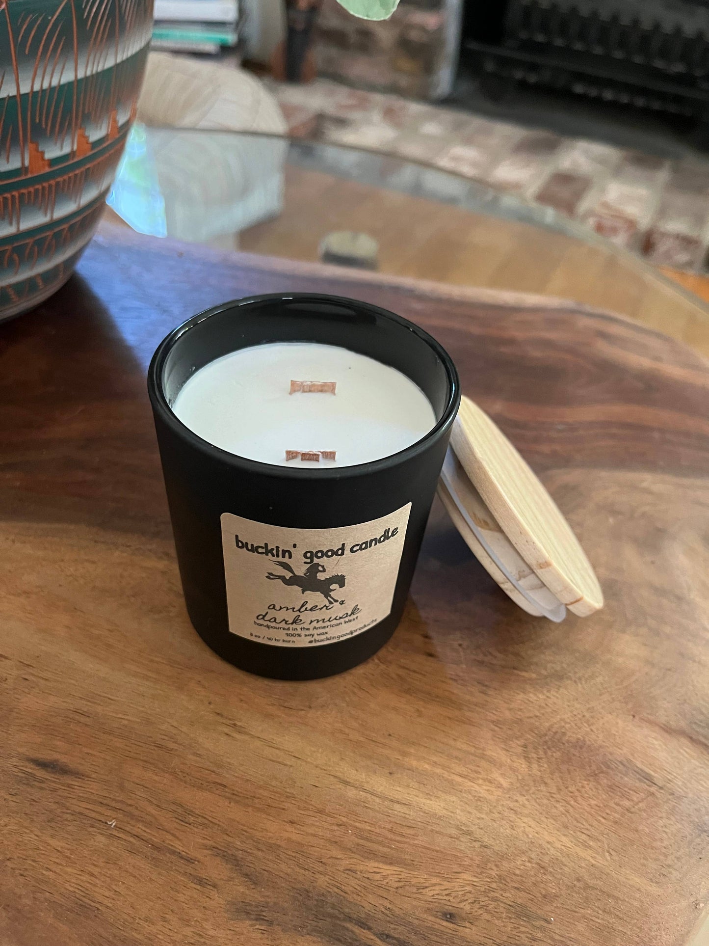 Candle Amber + Dark Musk Ceramic (western decor)