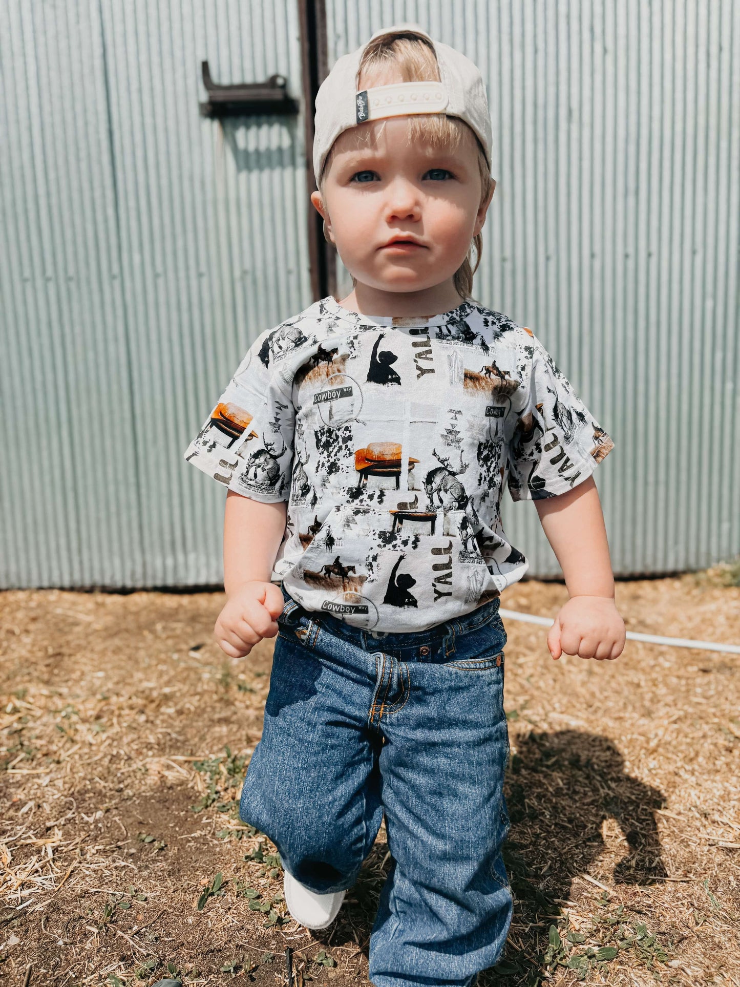 Cowboy Collage Bubble Romper (FINAL SALE)
