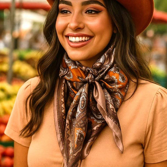 35X35" Orange and Tan Paisley Wild Rag / Scarf WR2142X