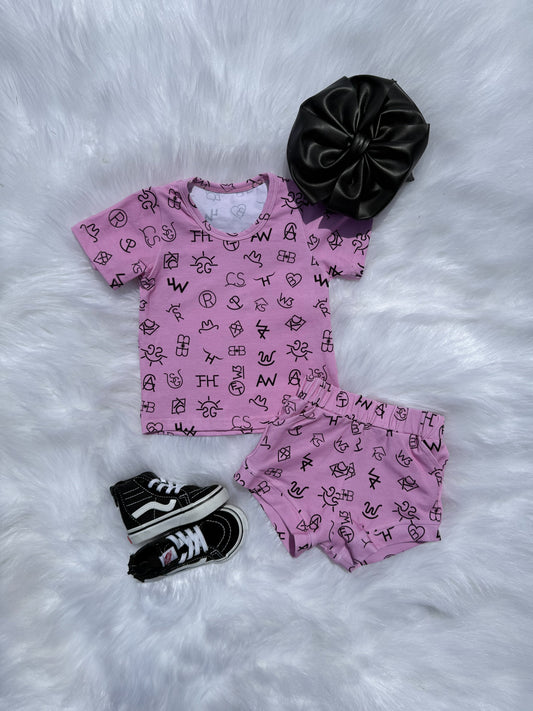 Pink Branded Short Set (FINAL SALE)