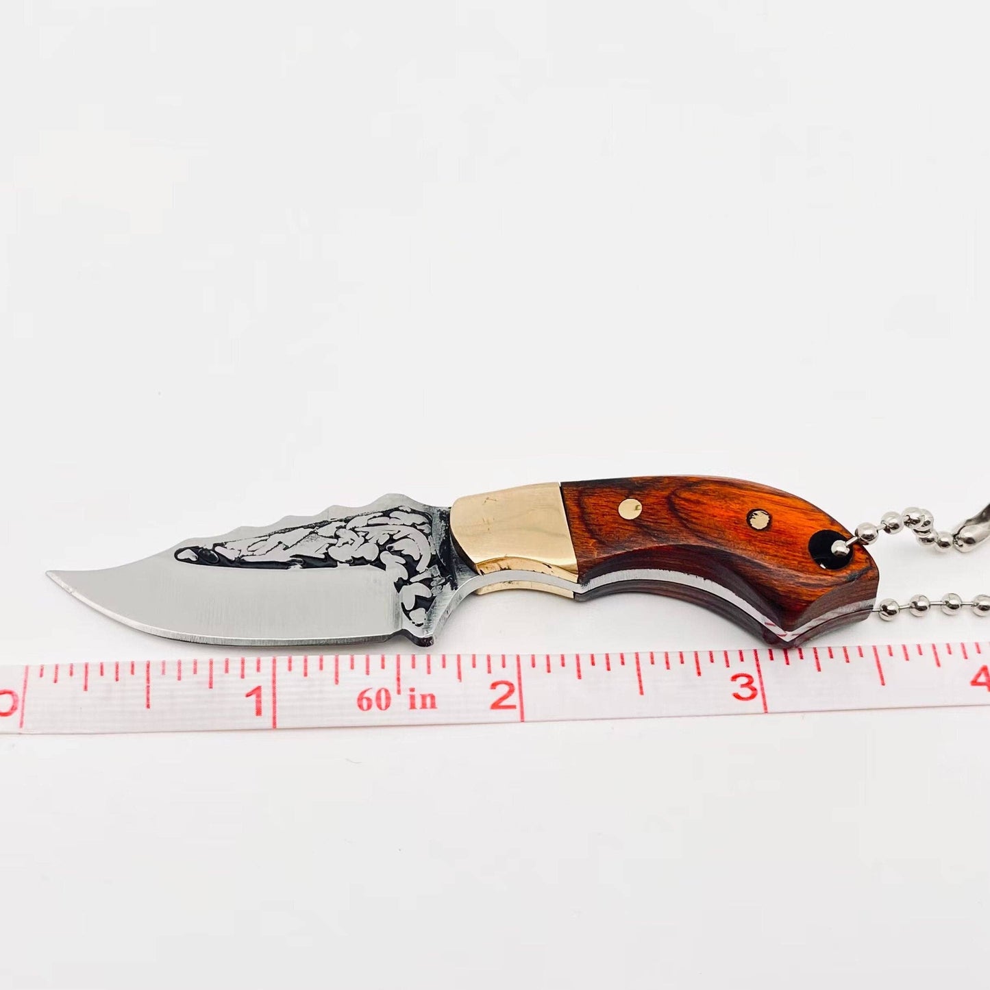Wooden Handle Portable Mini Stainless Steel Embossed Knife