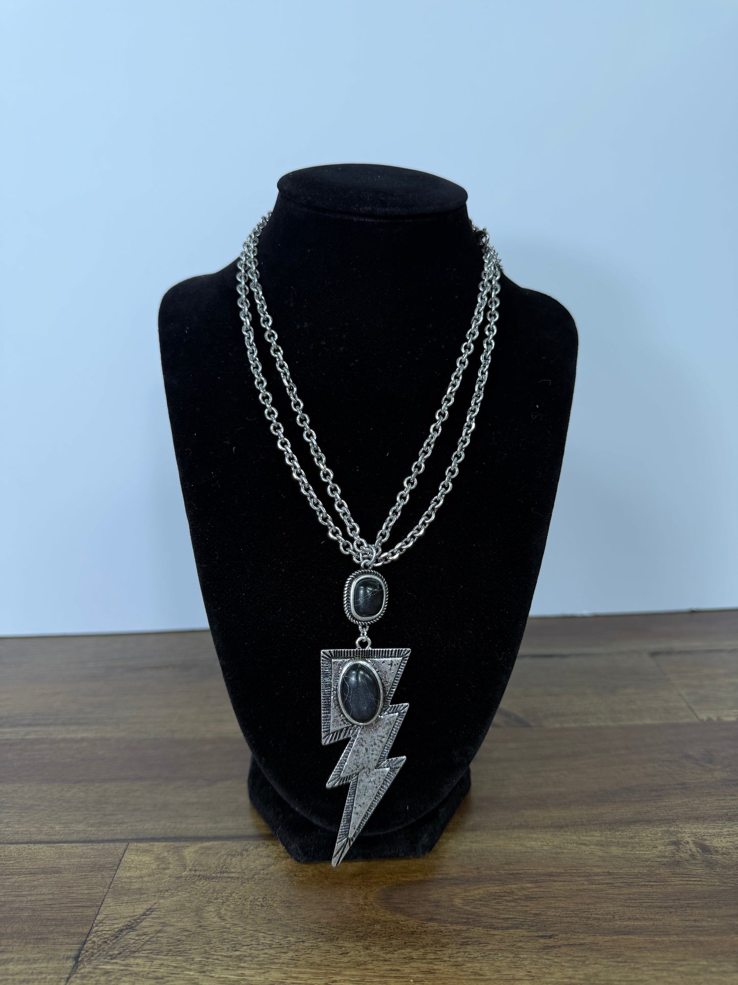 Large Lightning Bolt Stone Necklace