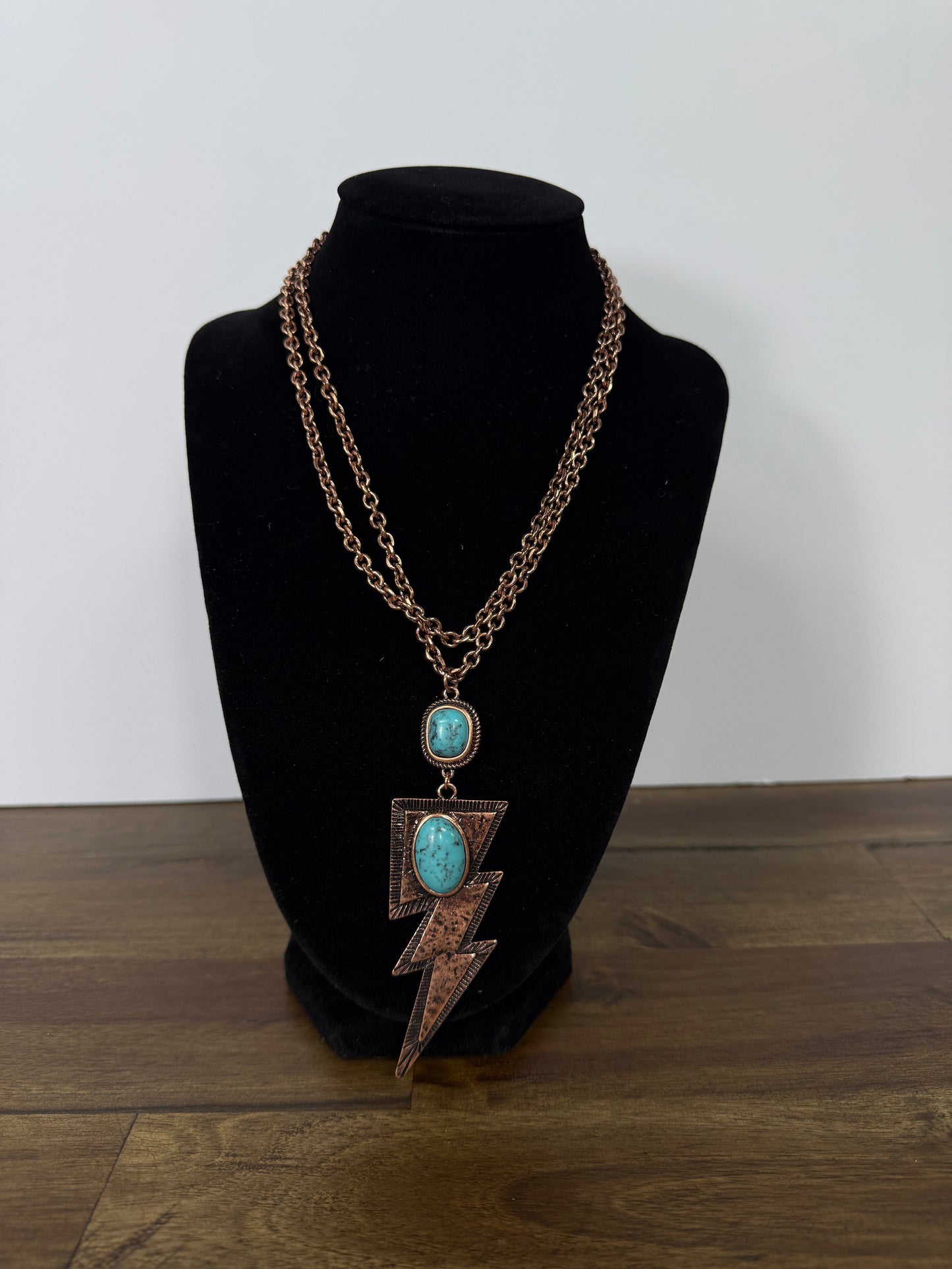 Large Lightning Bolt Stone Necklace