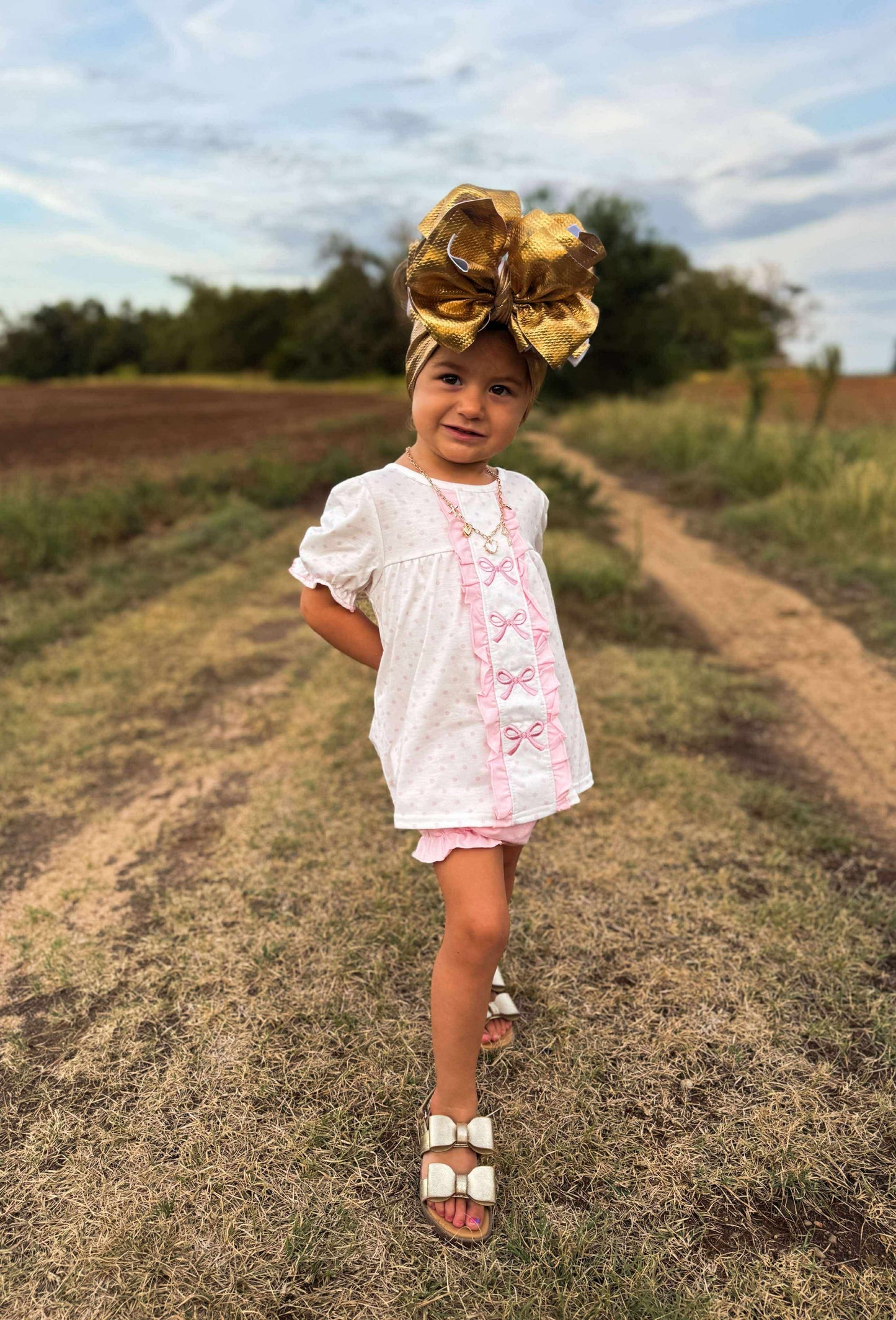 Pretty in pink bows smocked set
