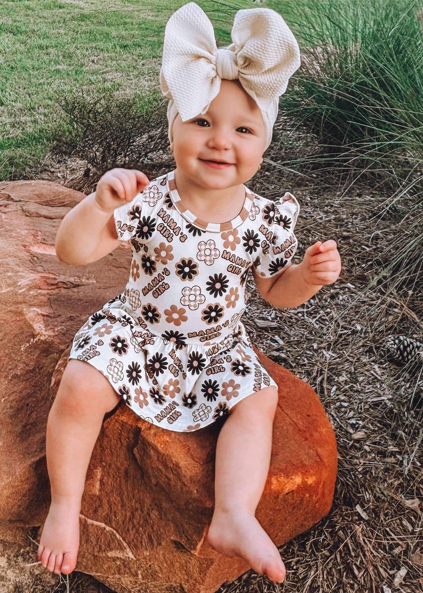 Neutral Mama's Girl Bamboo Skirted Romper