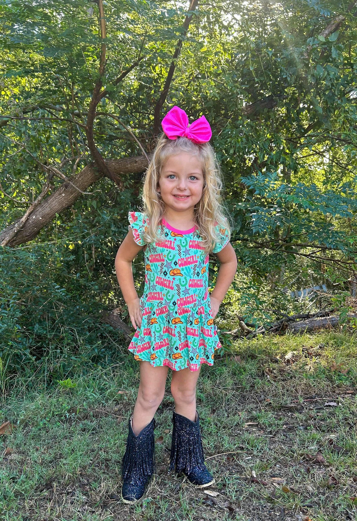 Neon Cowgirl Bamboo Skirted Romper (FINAL SALE)