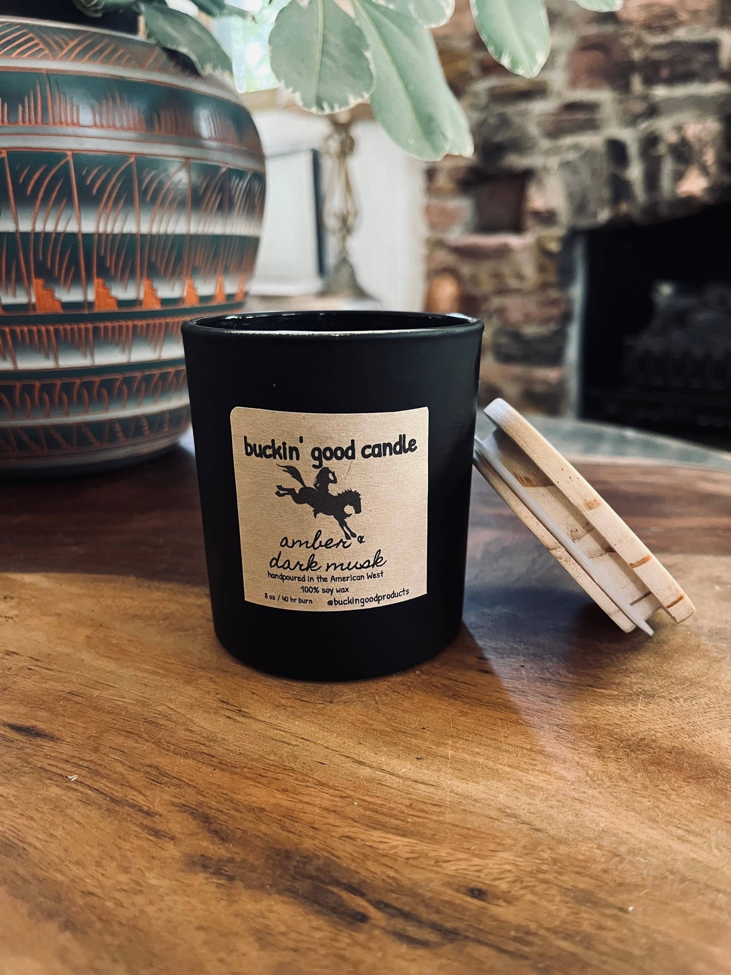 Candle Amber + Dark Musk Ceramic (western decor)