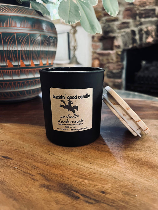 Candle Amber + Dark Musk Ceramic (western decor)