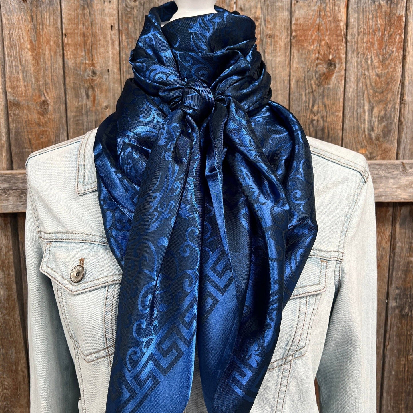 42X42" Cobalt Jacquard XL Wild Rag / Scarf WR3724