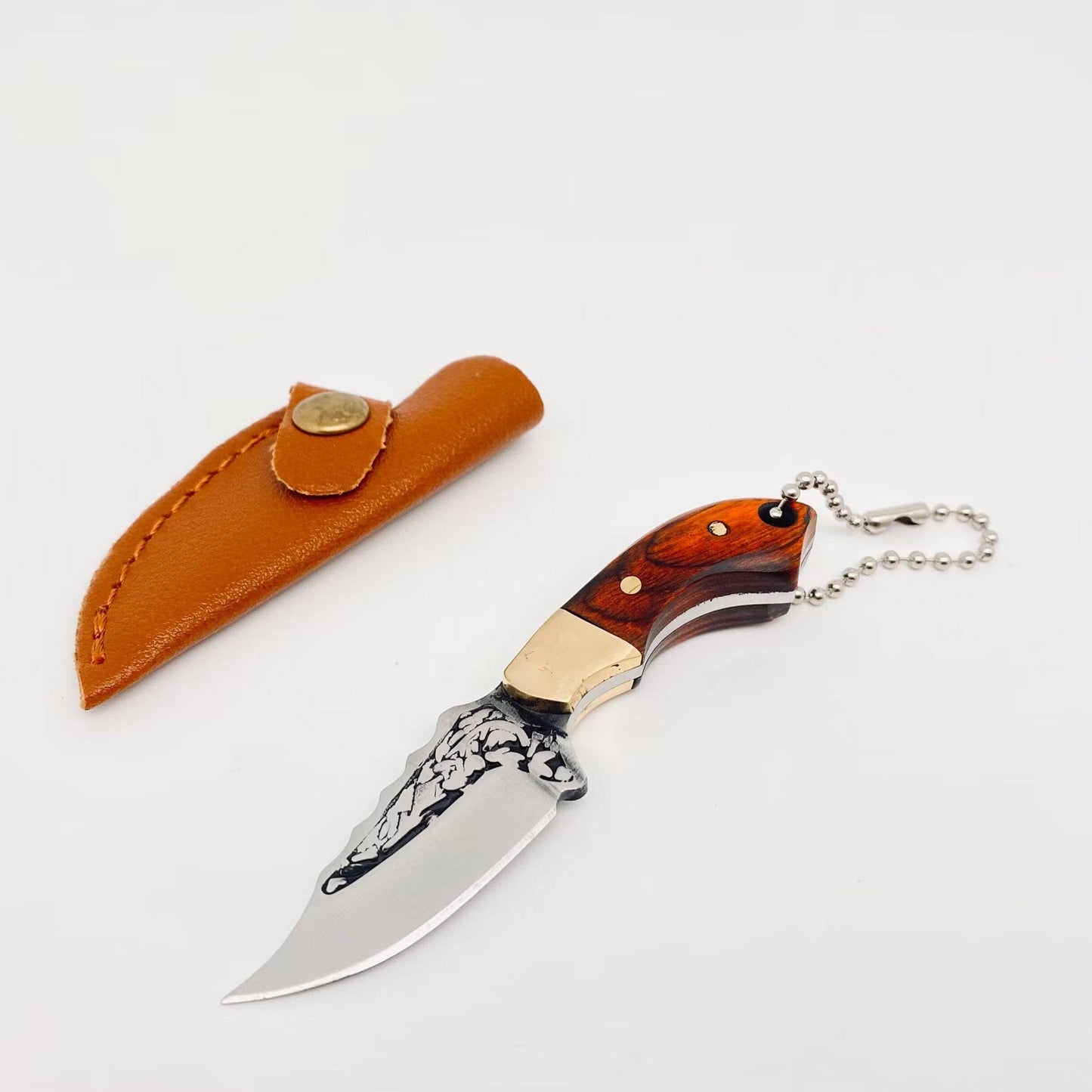 Wooden Handle Portable Mini Stainless Steel Embossed Knife